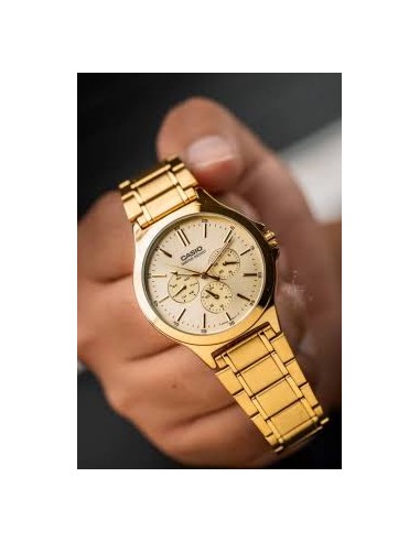 Reloj Casio Para Hombre MTP-V300G-9A Multifuncion Correa y Caja Acero