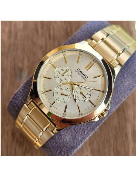 Reloj Casio Para Hombre MTP-V300G-9A Multifuncion Correa y Caja Acero