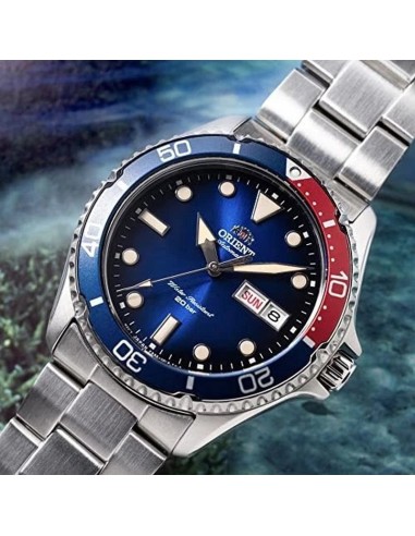 automático buceo hombre Orient Kamasu Pepsi RN-AA0812L JDM 41.8mm English/Kanji  200m