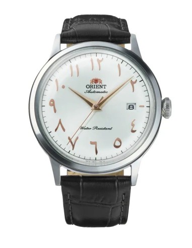 reloj automático hombre Orient Bambino Arabic Dial Silver Dallah RA-AC0038S 40.5mm correa de cuero Cal. F6724