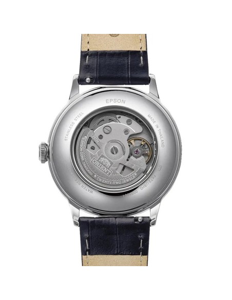 reloj automático hombre Orient Bambino Arabic Dial Silver Dallah RA-AC0038S 40.5mm correa de cuero Cal. F6724
