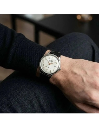 reloj automático hombre Orient Bambino Arabic Dial Silver Dallah RA-AC0038S 40.5mm correa de cuero Cal. F6724