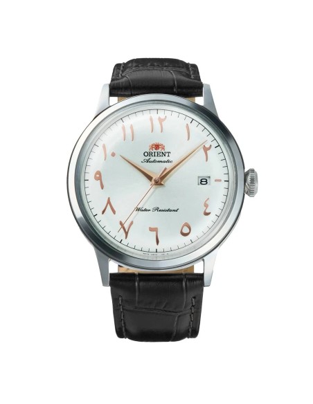 reloj automático hombre Orient Bambino Arabic Dial Silver Dallah RA-AC0038S 40.5mm correa de cuero Cal. F6724