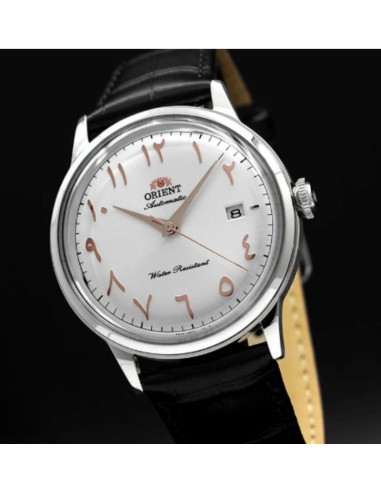 reloj automático hombre Orient Bambino Arabic Dial Silver Dallah RA-AC0038S 40.5mm correa de cuero Cal. F6724