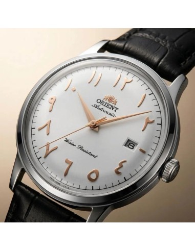 reloj automático hombre Orient Bambino Arabic Dial Silver Dallah RA-AC0038S 40.5mm correa de cuero Cal. F6724