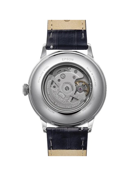 reloj automático hombre Orient Bambino Arabic Dial Silver Dallah RA-AC0038S 40.5mm correa de cuero Cal. F6724