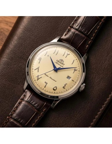 reloj automático hombre Orient Bambino Arabic Dial Luban RA-AC0039Y 40.5m correa de cuero Cal. F6724