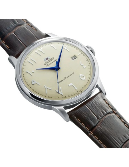 reloj automático hombre Orient Bambino Arabic Dial Luban RA-AC0039Y 40.5m correa de cuero Cal. F6724