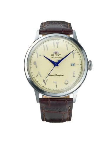 reloj automático hombre Orient Bambino Arabic Dial Luban RA-AC0039Y 40.5m correa de cuero Cal. F6724