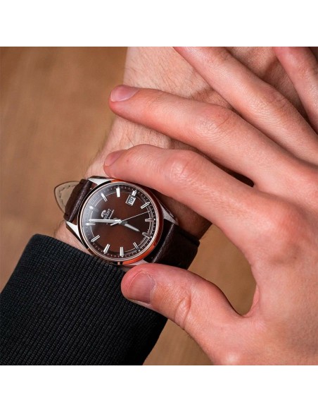automático hombre Orient Stretto Date RA-AC0R03Y Chocolate / Rose Gold  38,5mm 50m WR cristal de zafiro