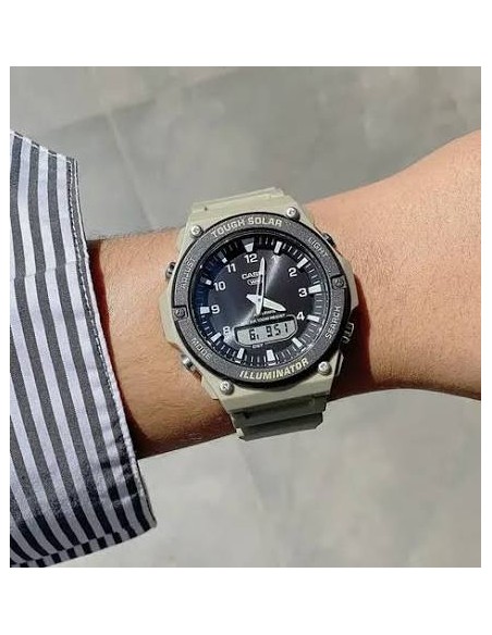 Reloj solar hombre Casio AQ-S820W-5a JDM  52,2 mm × 46,6 mm × 13,8 mm Hora Mundial 100m