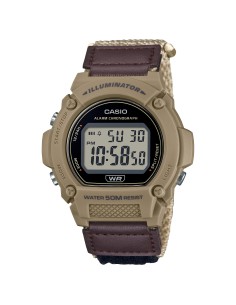 reloj deportivo hombre Casio Sports W-219HB-5AV 48.1 × 47.1 × 13.9 mm Illuminator 50m WR correa de cuero + tela