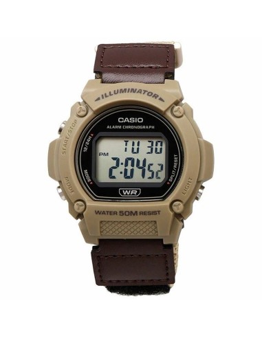 reloj deportivo hombre Casio Sports W-219HB-5AV 48.1 × 47.1 × 13.9 mm Illuminator 50m WR correa de cuero + tela