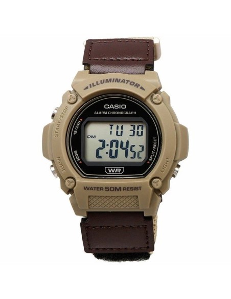 reloj deportivo hombre Casio Sports W-219HB-5AV 48.1 × 47.1 × 13.9 mm Illuminator 50m WR correa de cuero + tela