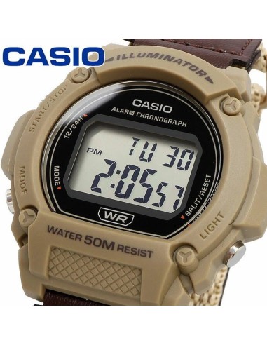 reloj deportivo hombre Casio Sports W-219HB-5AV 48.1 × 47.1 × 13.9 mm Illuminator 50m WR correa de cuero + tela