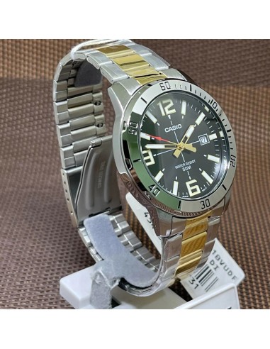 reloj clásico hombre cuarzo Casio Classic MTP-VD01SG-1BV Two-Tone 49 × 45 × 10.3 mm 50m WR correa de acero