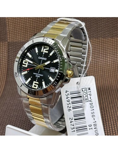 reloj clásico hombre cuarzo Casio Classic MTP-VD01SG-1BV Two-Tone 49 × 45 × 10.3 mm 50m WR correa de acero