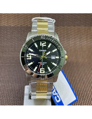 reloj clásico hombre cuarzo Casio Classic MTP-VD01SG-1BV Two-Tone 49 × 45 × 10.3 mm 50m WR correa de acero