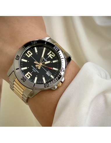 reloj clásico hombre cuarzo Casio Classic MTP-VD01SG-1BV Two-Tone 49 × 45 × 10.3 mm 50m WR correa de acero