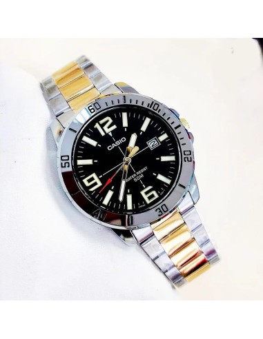 reloj clásico hombre cuarzo Casio Classic MTP-VD01SG-1BV Two-Tone 49 × 45 × 10.3 mm 50m WR correa de acero