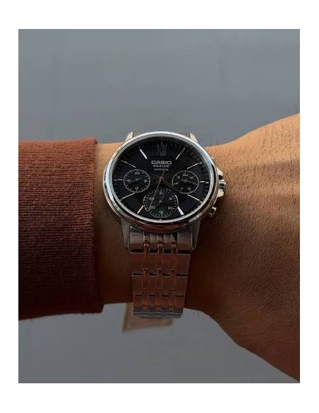 Casio BMS-300D-1A – Reloj Hombre Analógico de Acero Inoxidable Plateado