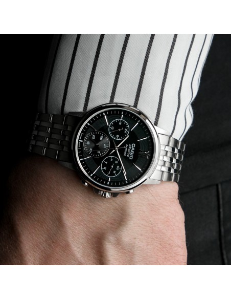Casio BMS-300D-1A – Reloj Hombre Analógico de Acero Inoxidable Plateado