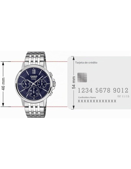 Casio BMS-300D-2A – Reloj Hombre Analógico de Acero Inoxidable Plateado