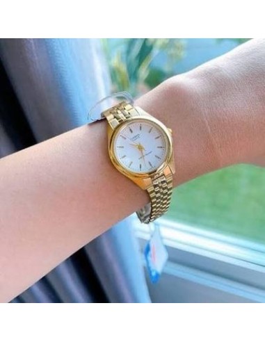 Reloj Casio LTP-1129N-7A Dorado con Esfera Blanca correa acero inoxidable color dorado