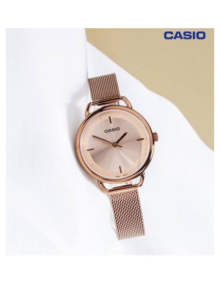 Reloj Casio Para Mujer LTP-E413MR-9A Analógico correa de Malla Milanesa