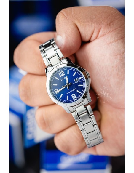 Reloj CASIO analógico LTP-V004D-2B correa de acero inoxidable resistente al agua water resist