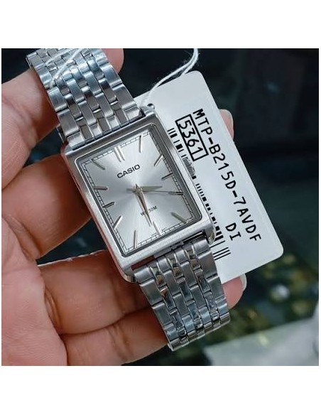 Reloj Casio MTP-B215D-7A – Analógico de Acero Inoxidable y Fondo blanco
