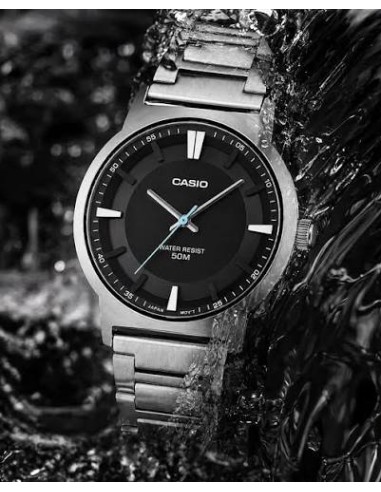 Casio MTP-B220D-1AV – Reloj de Hombre Analógico con Esfera Negra y Correa de Acero Inoxidable