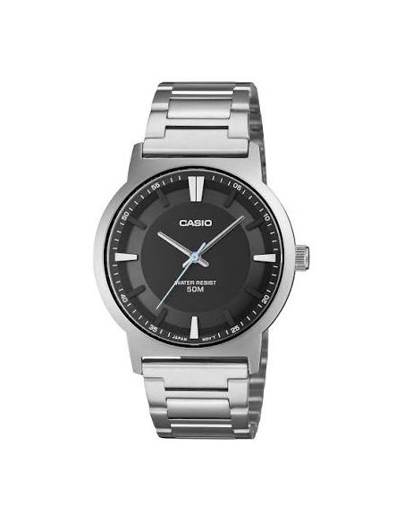 Casio MTP-B220D-1AV – Reloj de Hombre Analógico con Esfera Negra y Correa de Acero Inoxidable