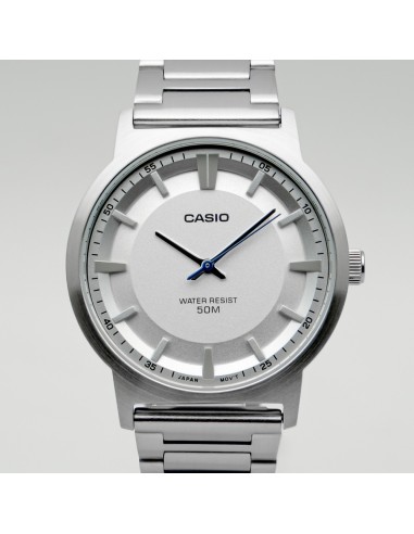 Casio MTP-B220D-7AV – Reloj de Hombre Analógico con Esfera blanca y Correa de Acero Inoxidable