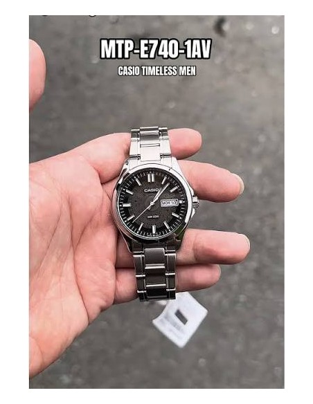 Reloj Casio MTP-E740-1A Reloj de Hombre Analógico con Esfera Negra Correa de Acero