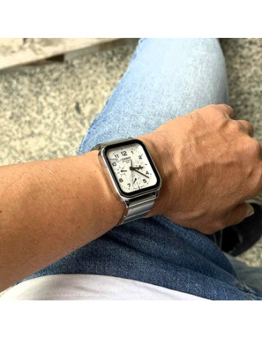 Reloj Casio Para Hombre MTP-M306D-7A Fase Lunar Correa Acero Plateado Esfera blanca