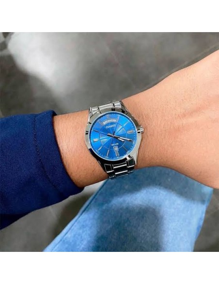 copy of reloj clásico hombre CASIO Enticer MTP-1381D-1A dial negro 40mm correa de acero 50m resistente al agua Día - Fecha