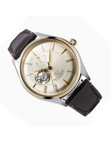 reloj automático hombre Orient Star RE-AT0201G Semi Skeleton dial champagne 40.4mm correa de cuero 50h Reserva de Marcha
