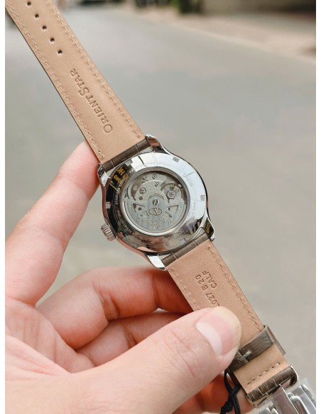 automático hombre Orient Star Contemporary Layered Skeleton RK-AV0B10G JDM Textile Series Champagne 41mm