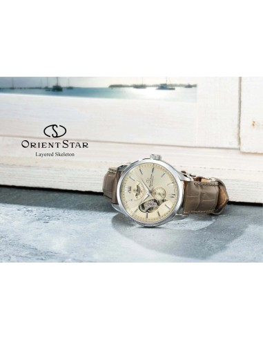 automático hombre Orient Star Contemporary Layered Skeleton RK-AV0B10G JDM Textile Series Champagne 41mm