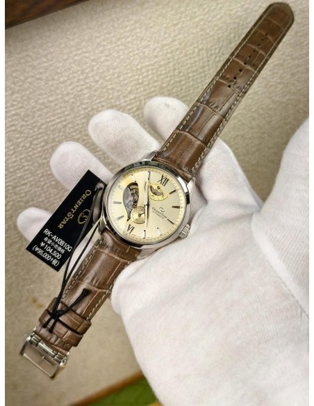 automático hombre Orient Star Contemporary Layered Skeleton RK-AV0B10G JDM Textile Series Champagne 41mm