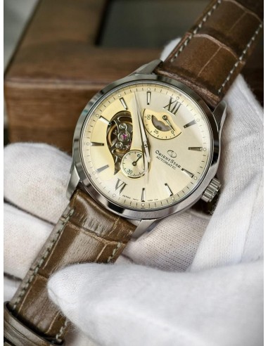 automático hombre Orient Star Contemporary Layered Skeleton RK-AV0B10G JDM Textile Series Champagne 41mm