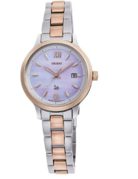 solar mujer Orient Women's iO NATURAL&PLAIN White Mother-of-Pearl Dial Solar Powered Metal Band RN-WG0415A