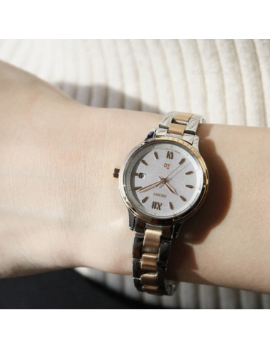 solar mujer Orient Women's iO NATURAL&PLAIN White Mother-of-Pearl Dial Solar Powered Metal Band RN-WG0415A