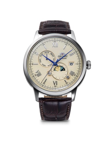 automático hombre Orient Bambino “Suna no Hi to Tsuki” (砂の日と月”Sand Sun & Moon” RN-AK0803Y  JDM