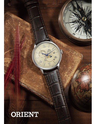 automático hombre Orient Bambino “Suna no Hi to Tsuki” (砂の日と月”Sand Sun & Moon” RN-AK0803Y  JDM
