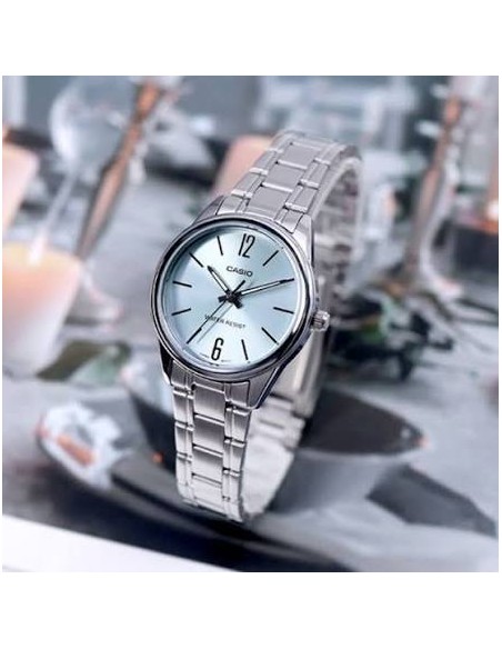 Reloj Casio Analogico Para Mujer Ltp-v005d-2b correa de acero inoxidable