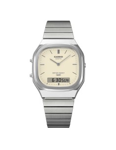reloj digital analógico unisex Casio Edgy AQ-240E-7A2 40.9 × 35.8 × 8.1 mm correa de acero ajustable