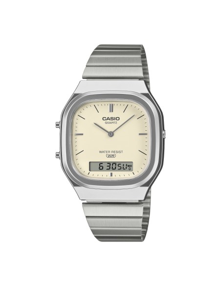 reloj digital analógico unisex Casio Edgy AQ-240E-7A2 40.9 × 35.8 × 8.1 mm correa de acero ajustable