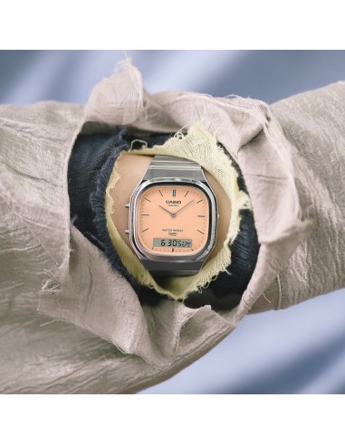 reloj digital analógico unisex Casio Edgy AQ-240E-4A 40.9 × 35.8 × 8.1 mm correa de acero ajustable